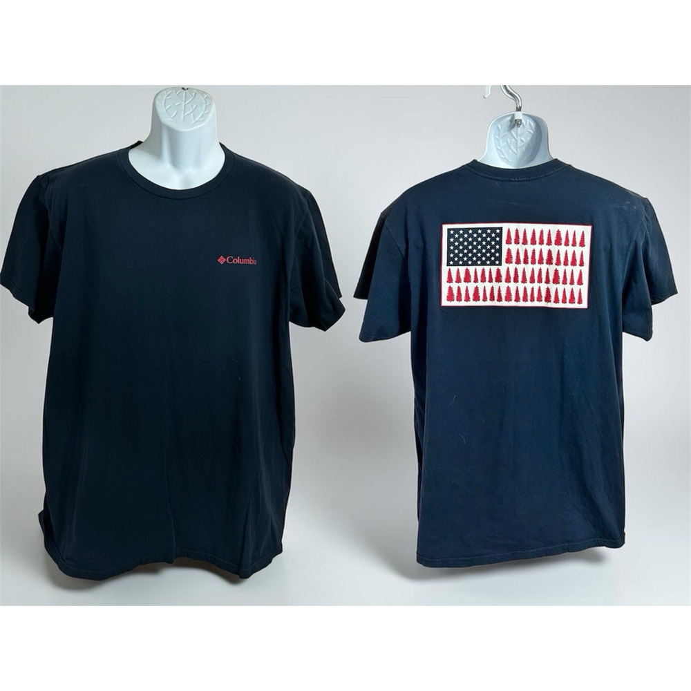 Columbia Patriotic America USA T-Shirt Sz XL Blue Short Sleeve Cotton Tee Shirt